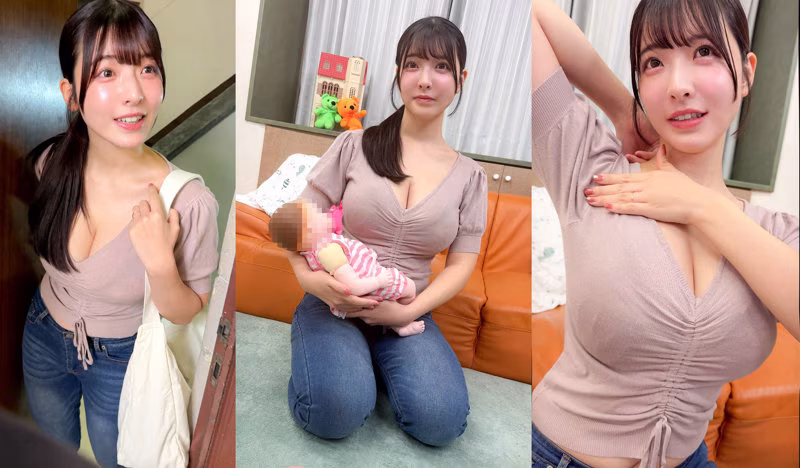 【彩月七緒】ベビー教室に通う爆乳人妻の中出しセックスがエロい