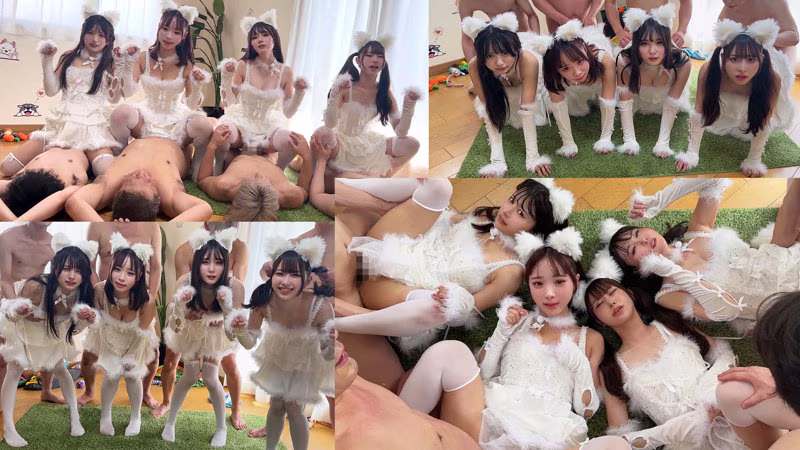 【乱交】モフモフ姿の犬コスプレ美女たちのSEXがエロすぎる